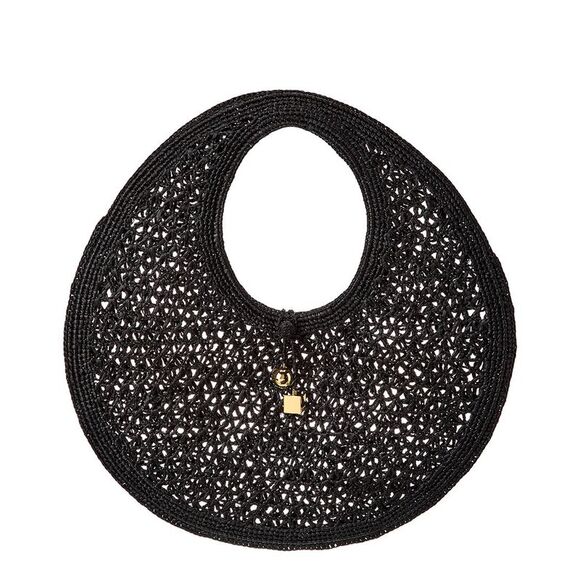 Jacquemus The Spiaggia Raffia Round Circle Bag, Black - Picture 1 of 5